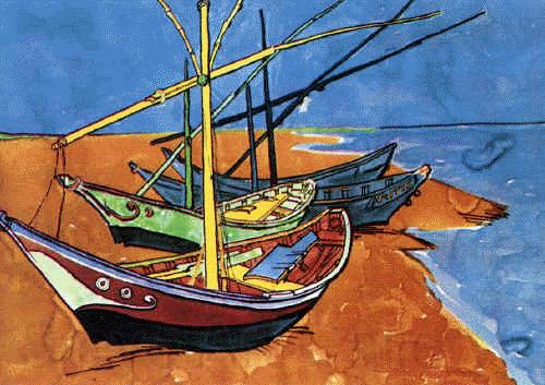 Vincent Van Gogh Boats on the Beach of Saintes-Maries Spain oil painting art